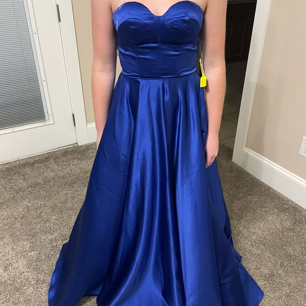 Royal Blue Strapless Sweetheart Prom Gown